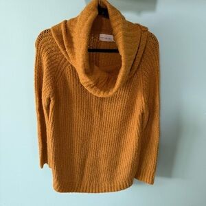Dreamers Knitted Cozy Mustard Cowl Neck Sweater Size Medium